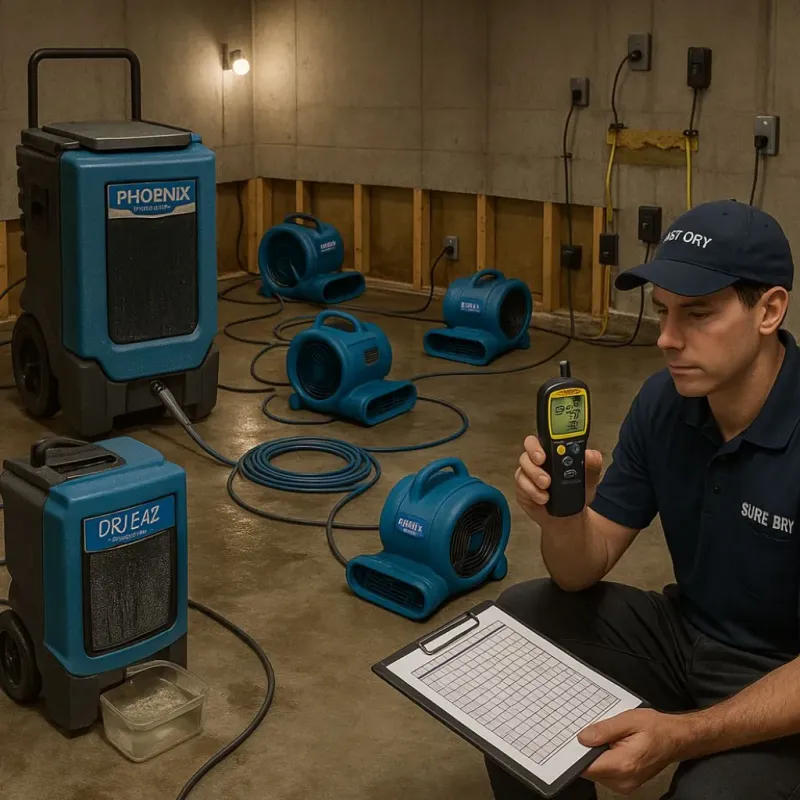 Structural Drying and Dehumidification process in Trinity, TX